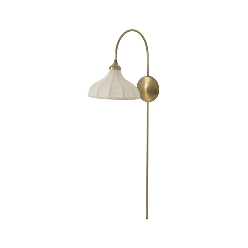 Winslet 1 - Light Armed Sconce, Aged Brass Iron, Beige Linen