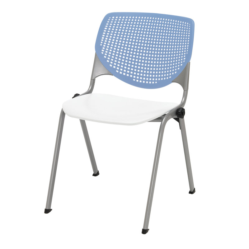 Chaise empilable en poly sans accoudoirs Kool, Sans roulettes, Blanc / bleu Peri