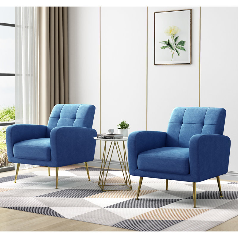 Alixon 29'' Wide Tufted Armchair, Blue 100 % Polyester