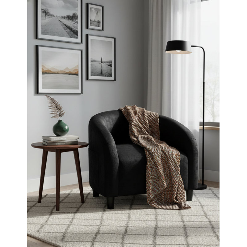Chaises demi-tonneau Boucle, Bouclé noir