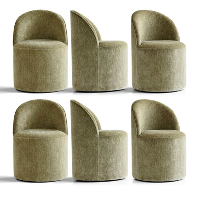 Chaise de salle à manger rembourrée roulante avec roulettes cachées (ensemble de 6)