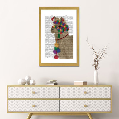 «Llama Traditional 2, Portrait Book Print» par Fab Funky - impression d'art graphique