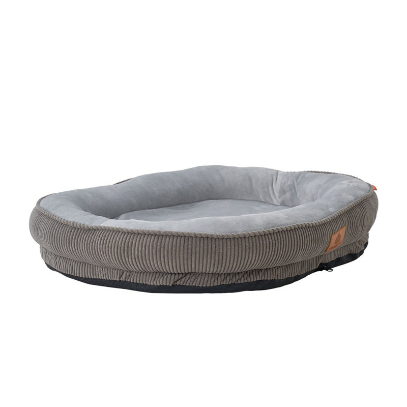 Corduroy Pet Bed, Small (12.5cm H x 50cm W x 40cm D), Grey