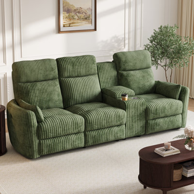 Sherry 90'' Manual Reclining Sofa with with Storage Console, Flip-Down Foldable Center, Charging & Cup Holders