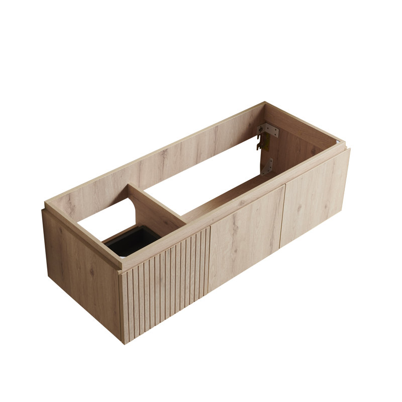 Armoire 48 "en bois de chêne blanc contreplaqué Muri avec portes doubles et un tiroir, Beige