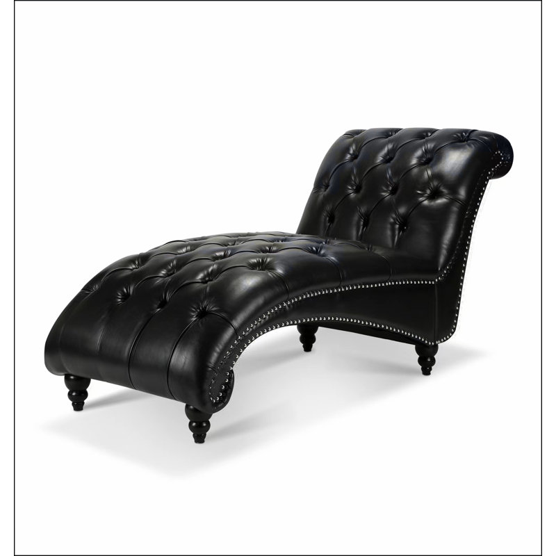 Chaise longue sans accoudoirs touffetée, Noir