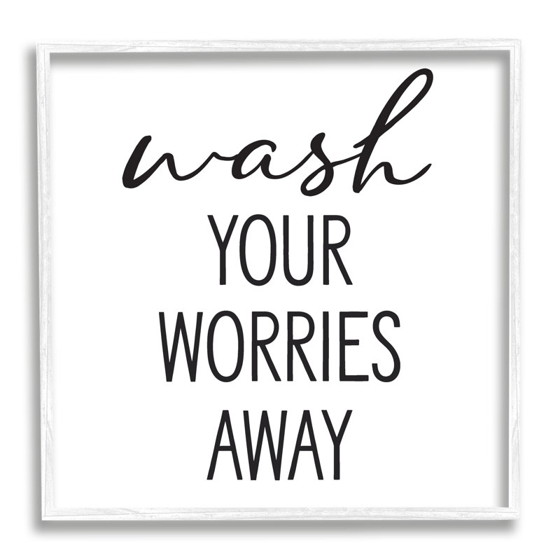 Wash Your Worries Away, L 17 po x H 17 po, Giclée encadrée blanc bord de mer