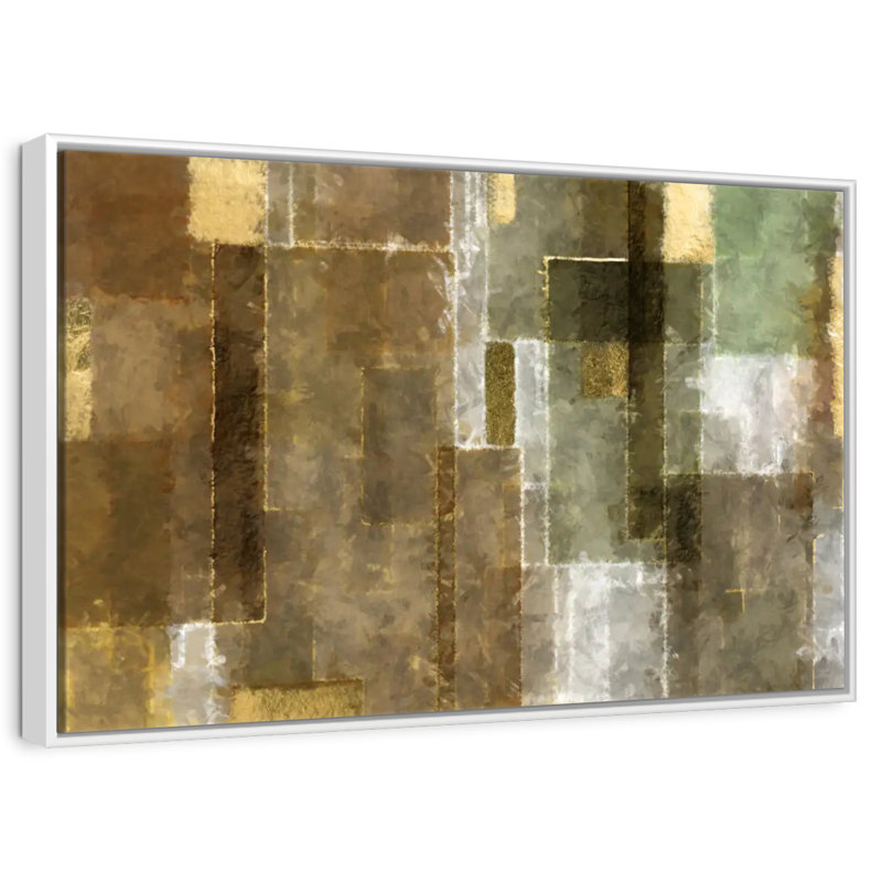 Neema géométrique, Cadre flottant blanc, 43 po x 29 po