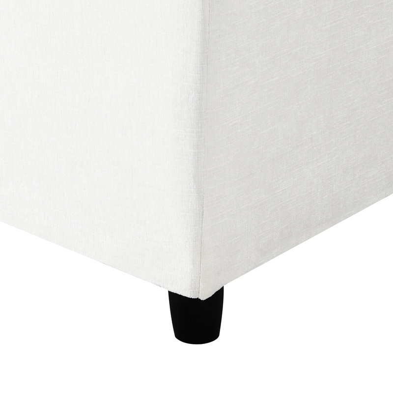 Lit confortable à 1 place en tissu blanc avec coussin entièrement éponge pour économiser de l'espace