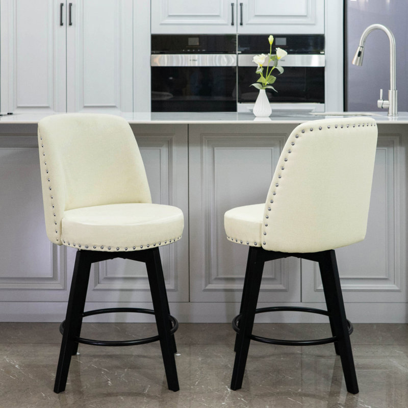 Gardnertown Swivel Upholstered Counter Stool, Beige
