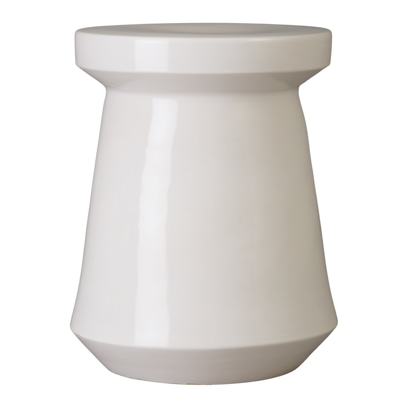 Tabouret de jardin en céramique fabriqué à la main H 22 po Vic, Blanc