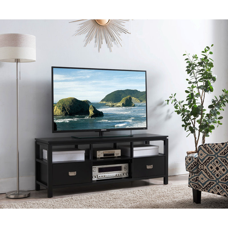 Meuble télé avec rangement en bois 60 po Bordonaro, Noir