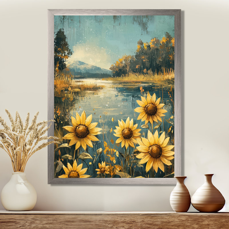 Dumitra - Floral Canvas Wall Art, Argent argent, H 40 po x l 30 po, Reproduction encadrée d'une seule photo