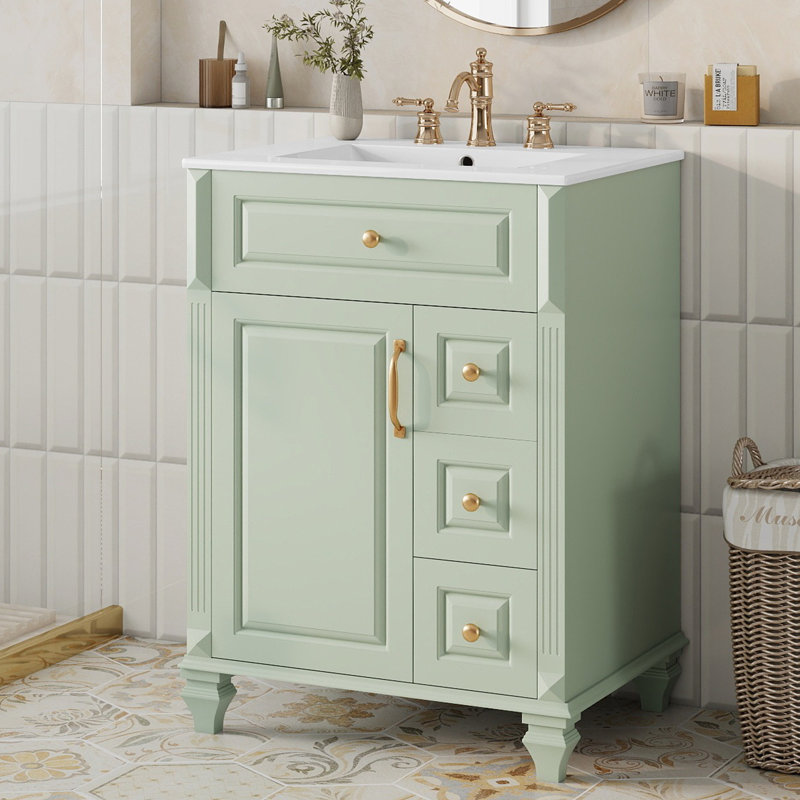 24 Inch Bathroom Vanity With Sink, Green