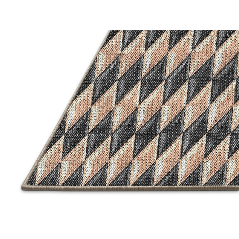 Tapis gris/orange tissé à la machine, Tapis de couloir 2 pi x 5 pi