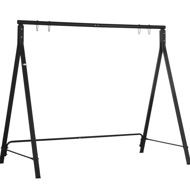 Balancelle de véranda en métal robuste, capacité de 528 lb, pour aire de jeu pour la cour arrière, cadre en acier noir, support de balançoire flexible, noir