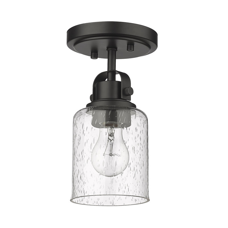 Tyringham Glass Semi Flush Mount, Matte Black