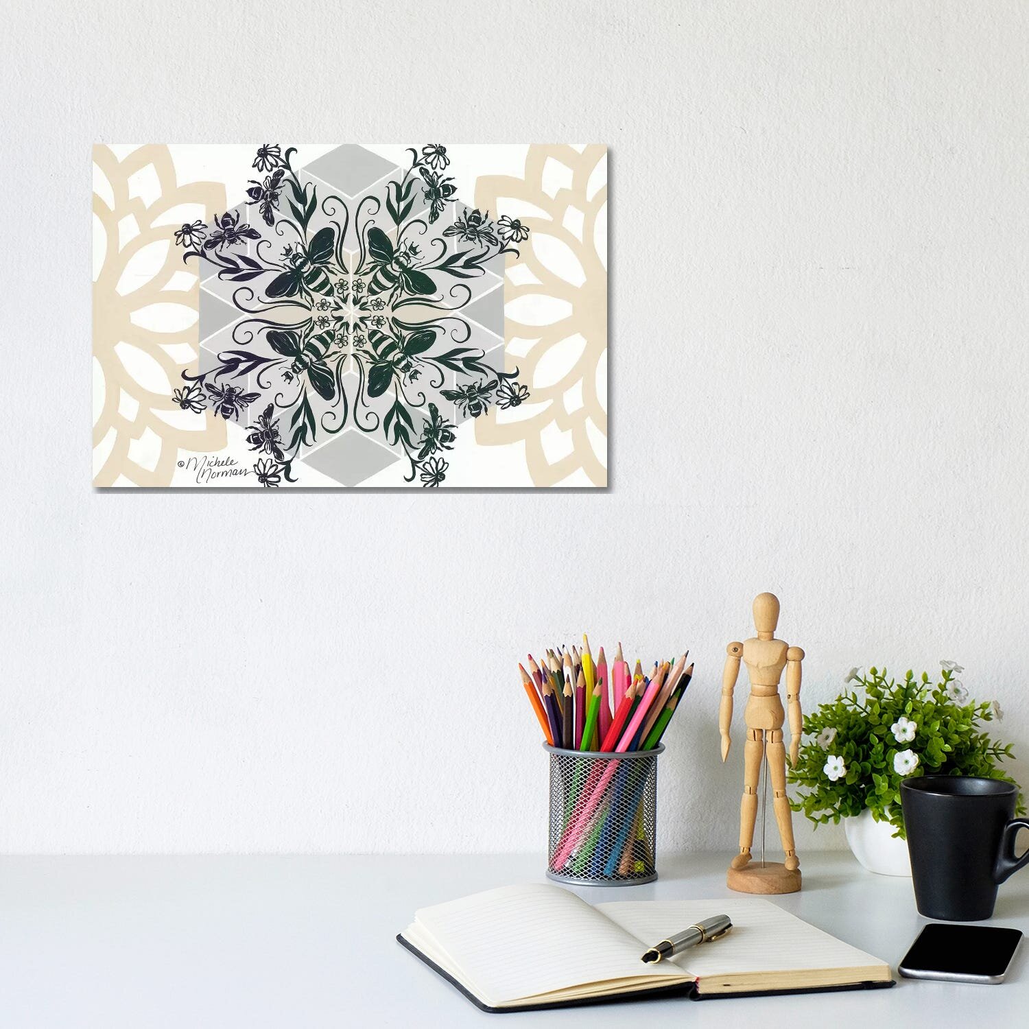 Latitude Vive Bees And Blooms by Michele Norman Wrapped Canvas