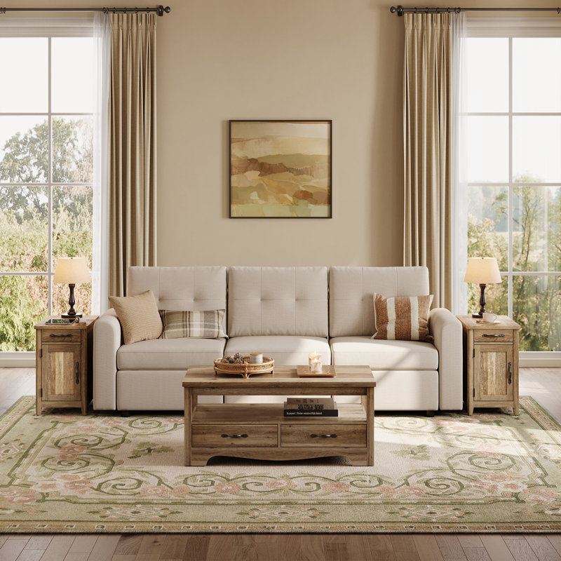 3-Piece Living Room Table Set, Brown