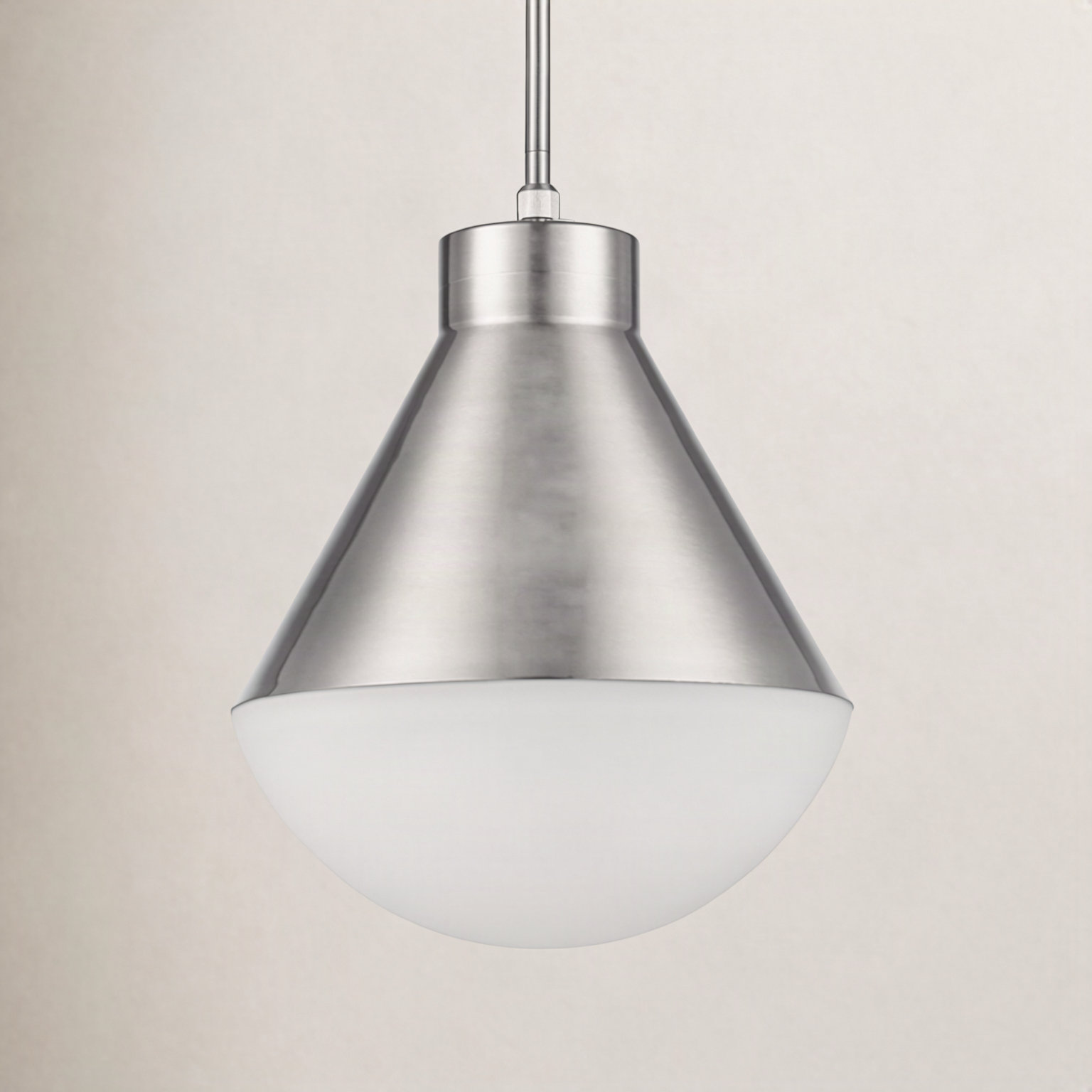 Ebbi Single Light Metal Dimmable Pendant, Brushed Nickel