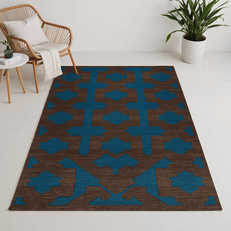 Tapis bleu intérieur et extérieur Trellis, Rectangle 5 pi x 7 pi