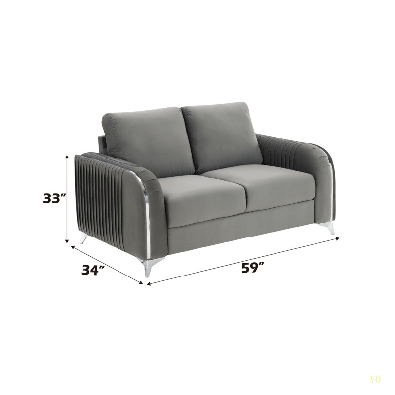 Causeuse en velours gris Wenona