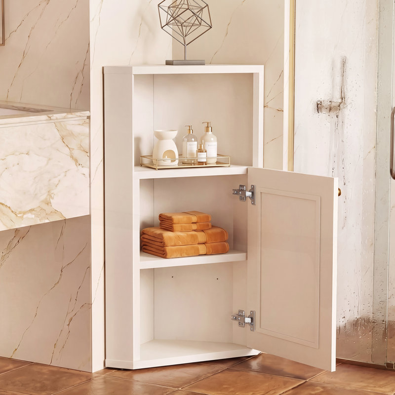 Rangement pour salle de bain Colberta, plancher de ferme Colberta avec porte de grange en rotin et tablette réglable pour la vie organisée