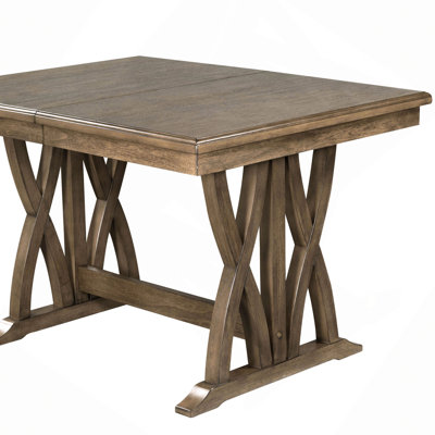 Solid Wood 7-Piece Dining Table Set Extendable Kitchen Table Set with Upholstered Chairs and 12" Leaf for 6, Cushion