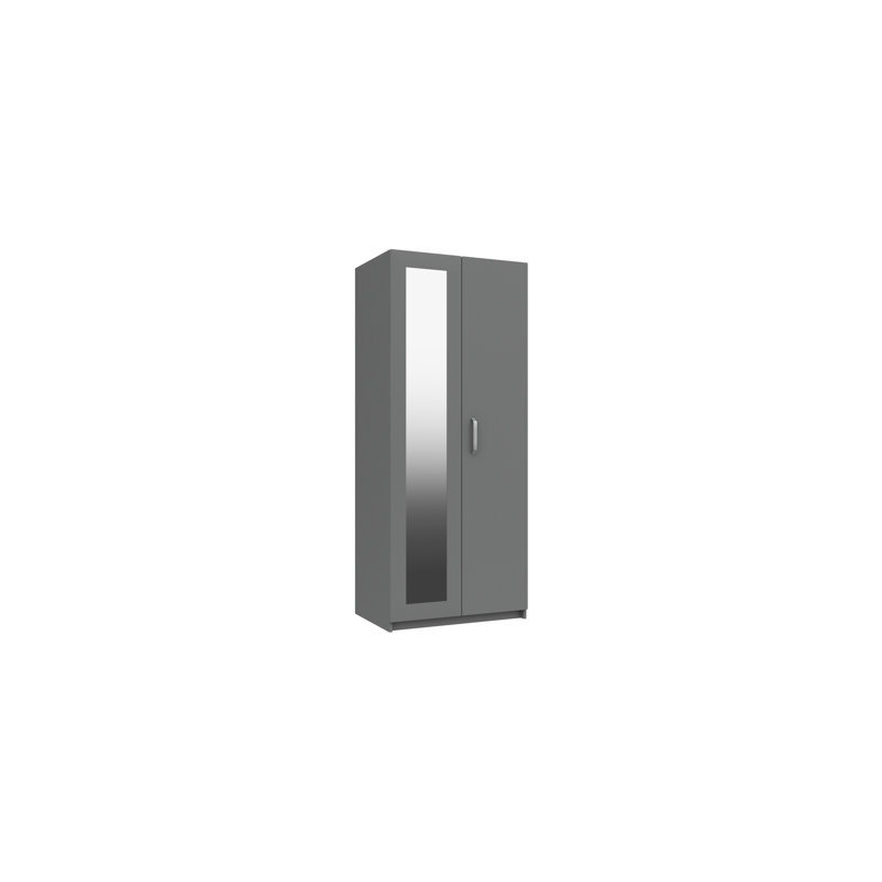 Narvaez 2 Door Manufactured Wood Wardrobe, Dust Grey Gloss