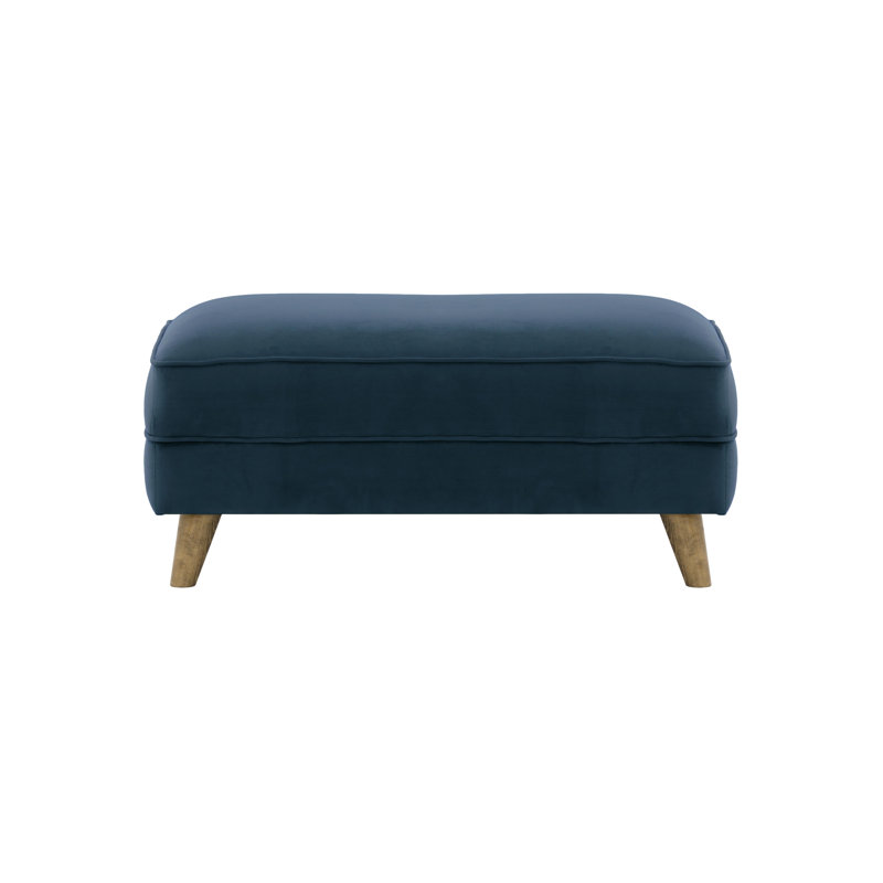 Conrad 100cm Wide Rectangle Solid Colour Ottoman, Dark Blue