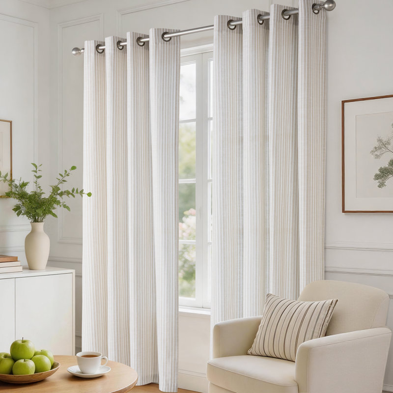 Paire de rideaux transparents avec œillets Slub, Khaki, 50" W x 84" L