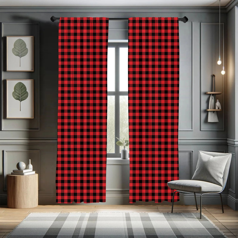 Plaid Semi-Sheer Rod Pocket Sliding Panel, 28" x 63"