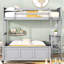 Lit superposé simple au-dessus de double gris avec bureau d'étude fonctionnel - Bois massif et pour un bureau productif, style attrayant et durable-1820709608-1820709611