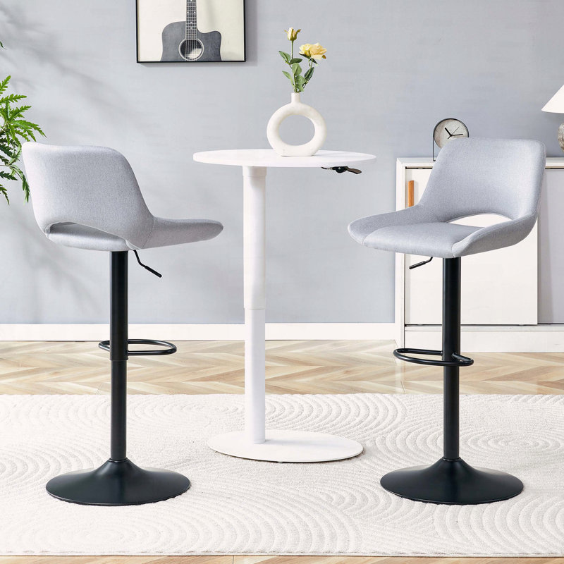 Tabourets de bar rotatifs à hauteur réglable avec tissu en lin, ensemble de 2