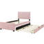 Lit simple tapissier rose avec lit gigogne - Polyvalent et confortable-941369214-941369216