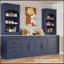 Armoire autoportante haute de 83,7 pouces de hauteur avec plateau supérieur et 5 tiroirs de rangement, ensemble de 2, bleu