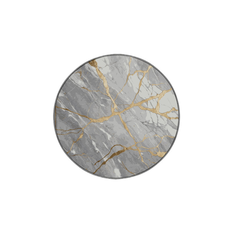 Machine Washable Gray Area Rug, Round 8'