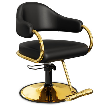  Professional Black And Gold Salon Chair For Hair Stylists - Modern Stylist Chair With Memory Foam Cushion, Oversized Stable Base & 330 Lb Weight Capacity