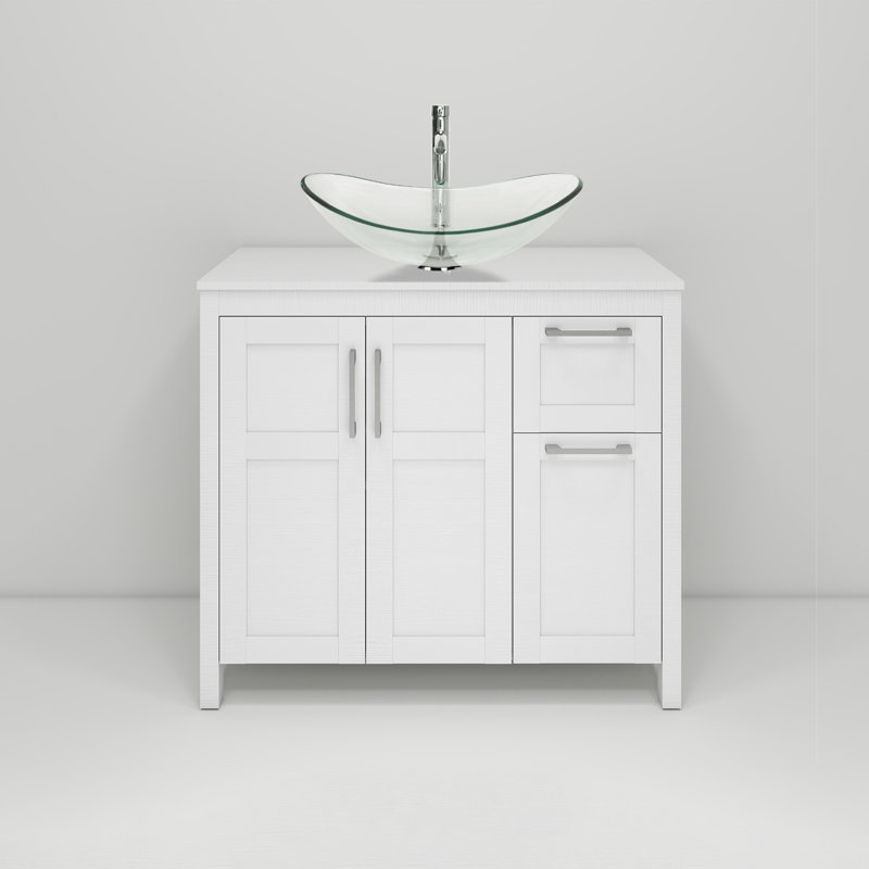 36" Free-Standing Modern Single Bathroom Vanity With Sink, White