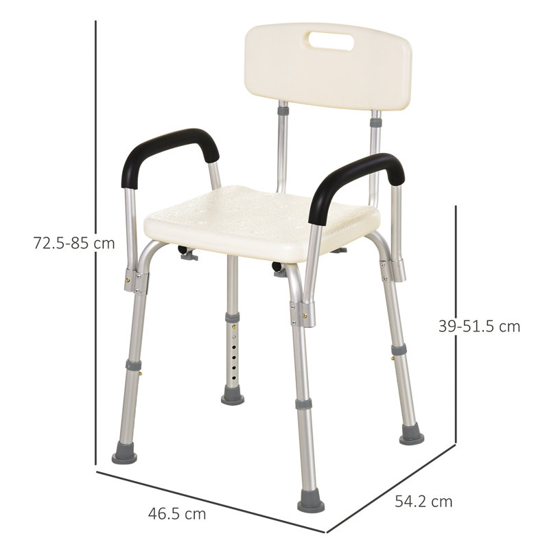 Adjustable Shower Bench With Adjustable Back And Armrest