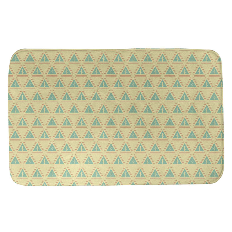 Tapis pour salle de bain à arbres minimalistes Barbra, l 17 po x L 24 po, Vert / jaune / orange
