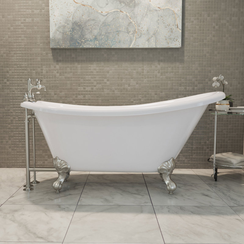 61" x 28" Freestanding Soaking Acrylic Bathtub