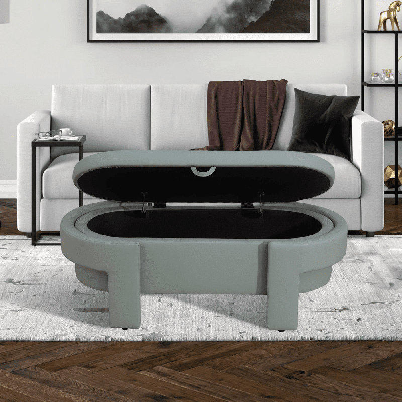 Banc de rangement à couvercle rabattable rembourré