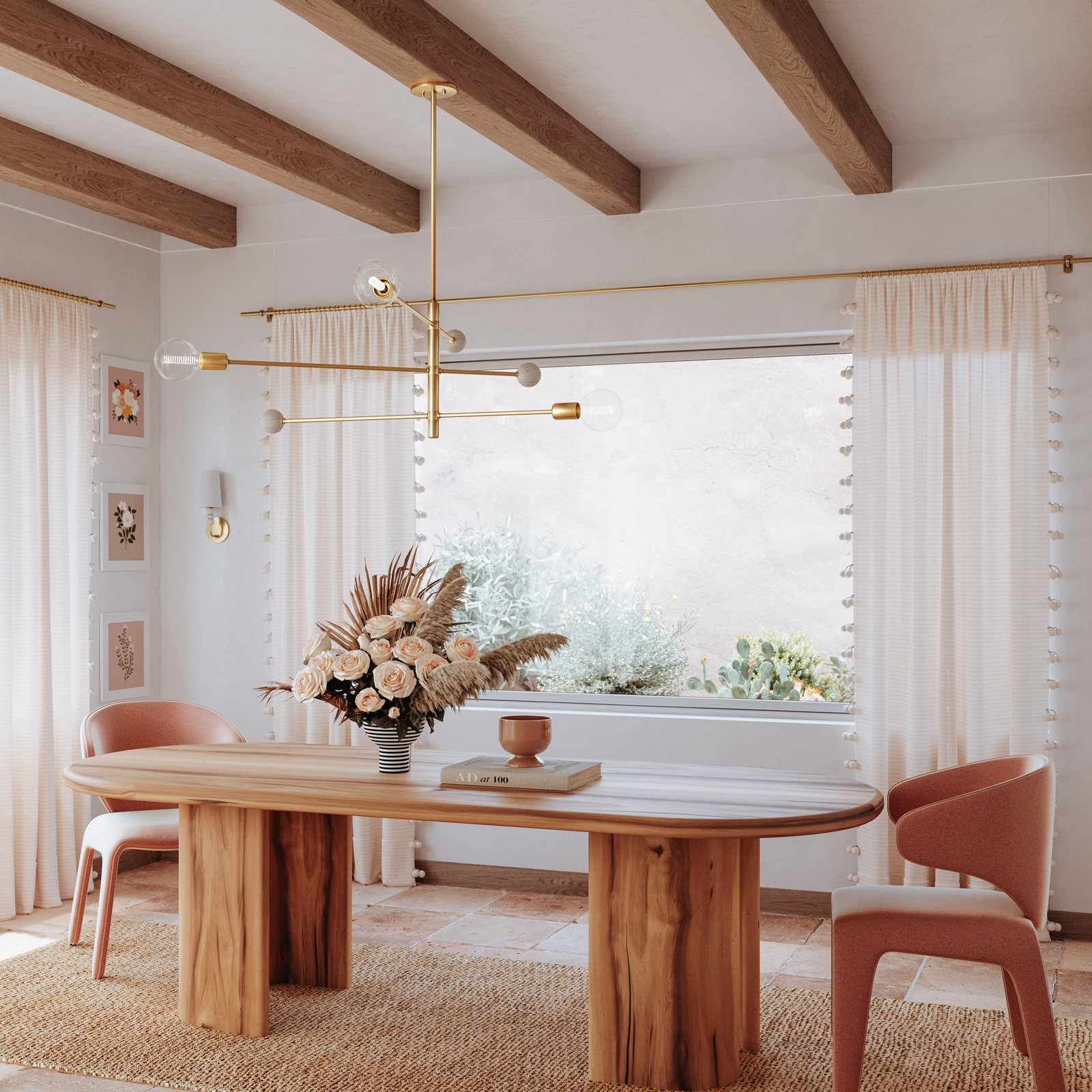 3 - Light Sputnik Chandelier, Aged Brass