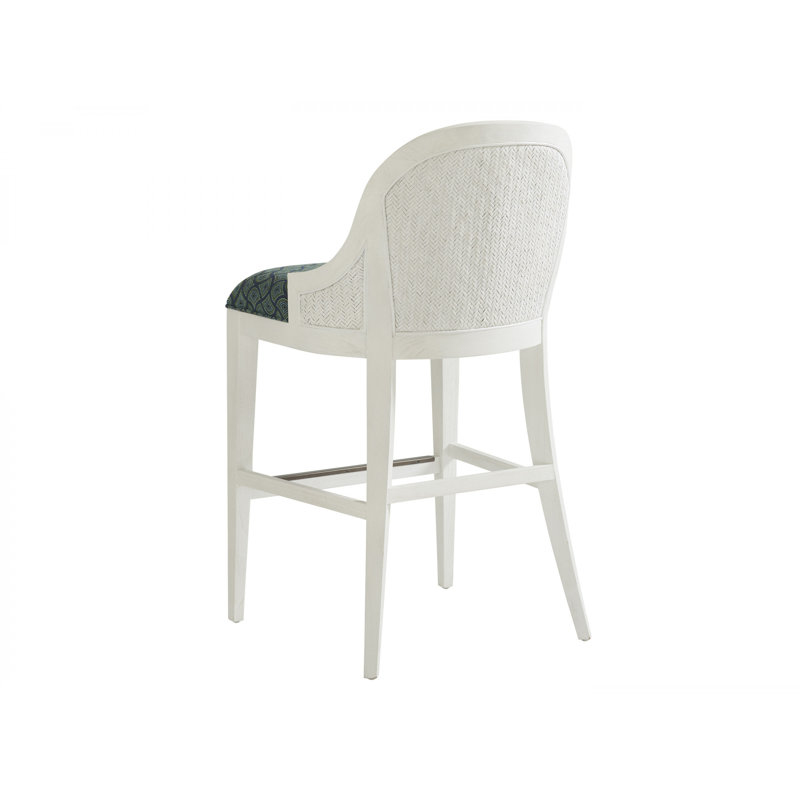 Tabouret de comptoir rembourré Ocean Breeze, Vert Seigaiha, 30"