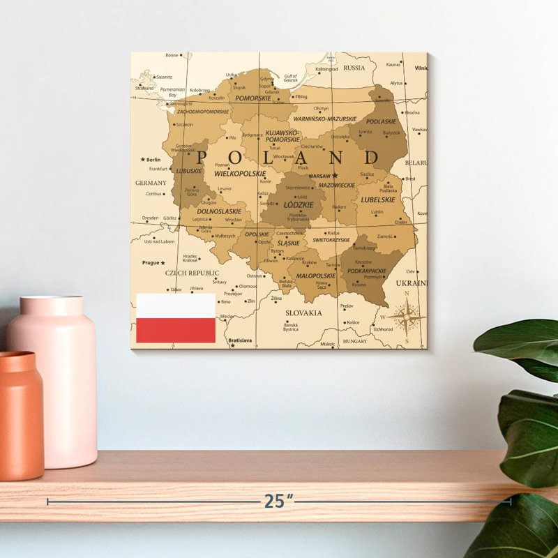 Carte d'Alazia, Pologne, H 16 po x l 16 po