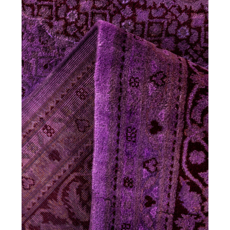 Overdyed Hand-Knotted Wool Modern-Contemporary Purple Area Rug 6' 3" x 9' 2"