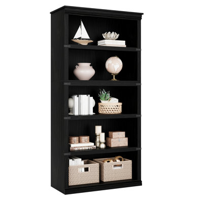 5 Tier Farmhouse Bookcase - Wooden Bookshelf, Open Storage Shelves for Books/Home Decor, Stable 5 Shelf Unit for Office/Living Room/Library