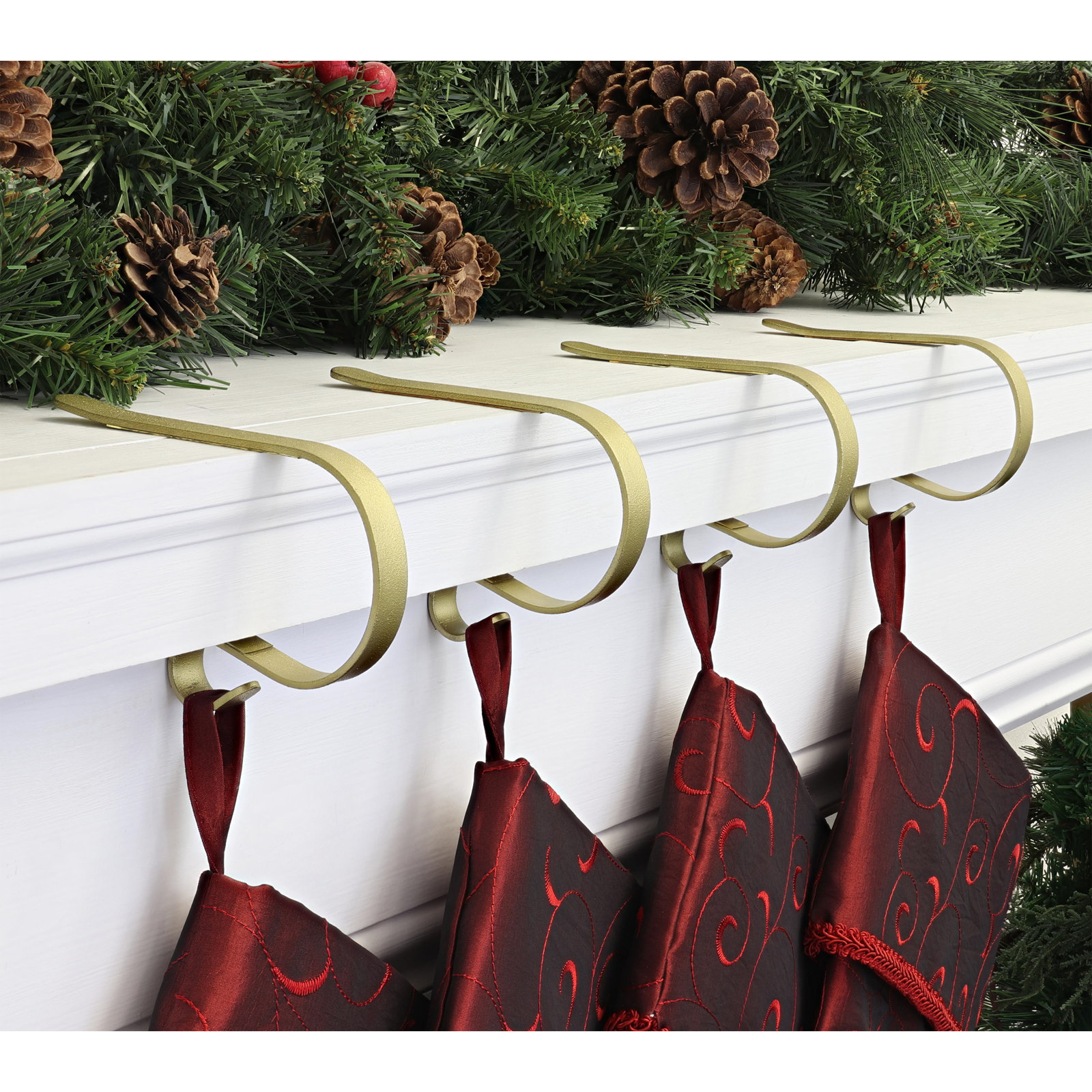 Original MantleClip Stocking Holder, Textured Gold