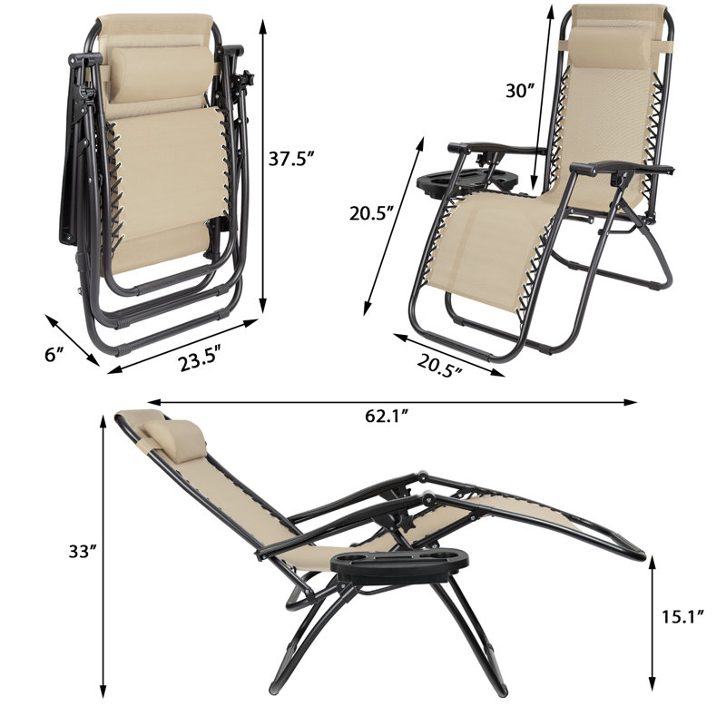 Khalid Folding Zero Gravity Chair, Beige